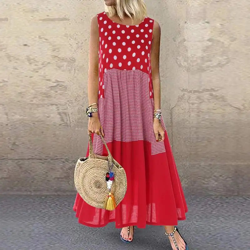 Women's Bohemian Ruffle Sundress ZANZEA Summer Sleeveless Floral Printed Maxi Long Dress Casual Loose Party Tanks Vestido