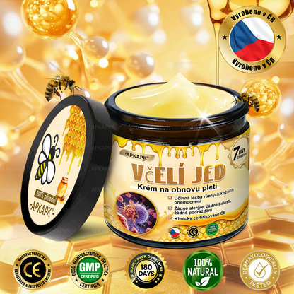 Dermatologicky a klinicky testováno👩‍⚕️👩‍⚕️APKAPK®Bee Venom Krém na obnovení pleti🐝 pomáhá při léčbě kožních problémů, jako jsou: vrásky, jizvy, pigmentové skvrny, strie, akné, psoriáza, ekzém, kožní změny, podráždění, záněty a další kožní problémy. 👩‍⚕️